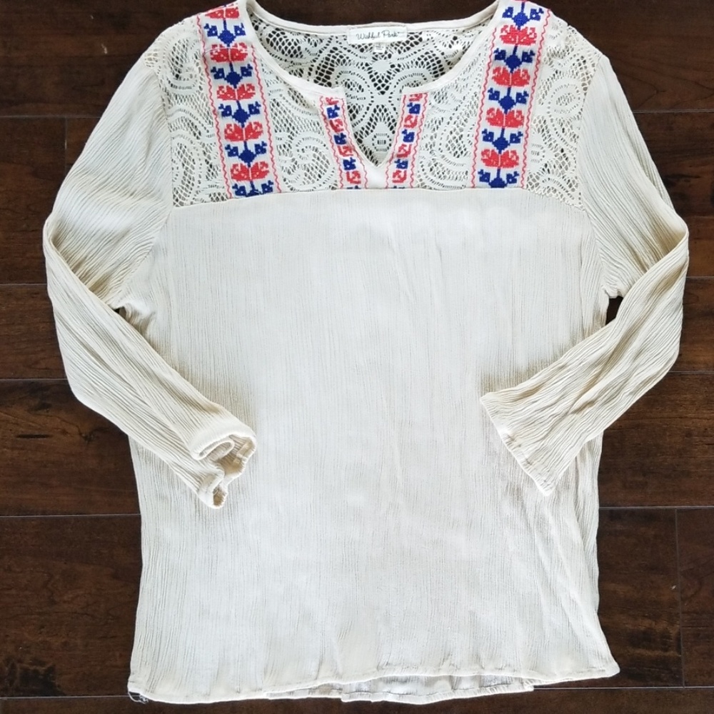 Wishful Park Shirt with Blue & Red Embroidery